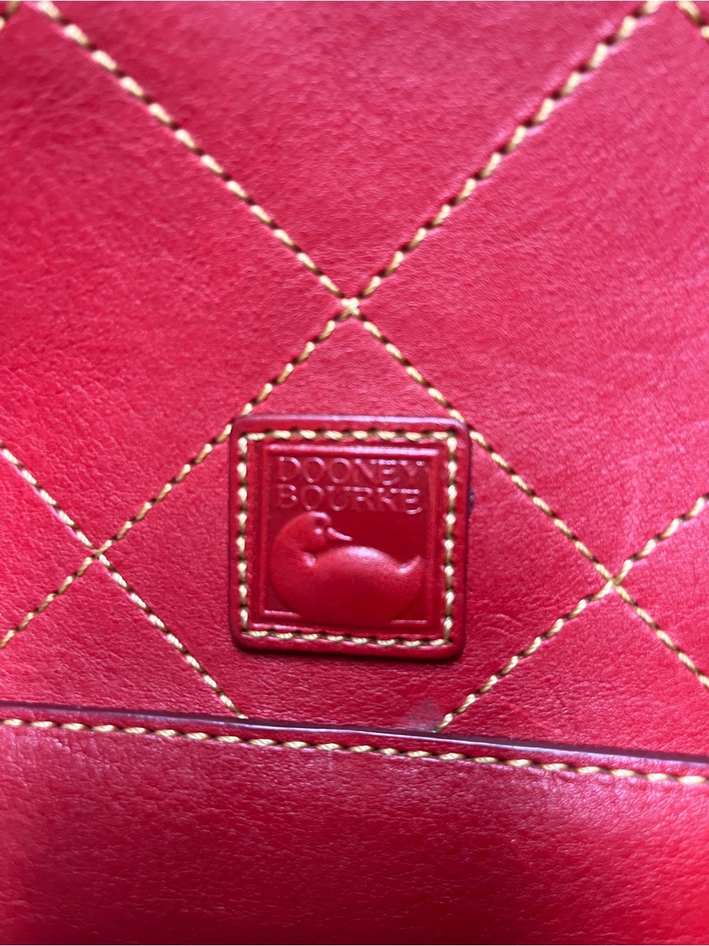 Dooney & Bourke Red Quilted Leather Shoulder Bag with Tassel - Picture 11 of 12
